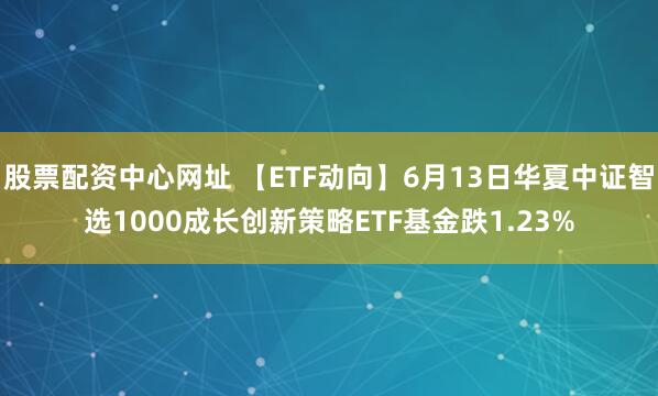 股票配资中心网址 【ETF动向】6月13日华夏中证智选1000成长创新策略ETF基金跌1.23%